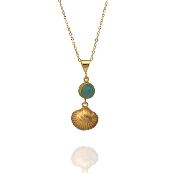 Necklace made from brass, goldplated, aqua Chalcedony