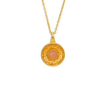 Necklace made from brass, goldplated,  pink quarz