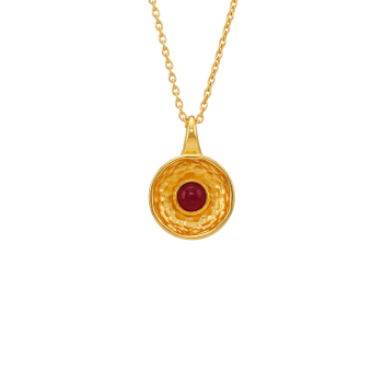 Kette aus Messing, vergoldet, roter Quartz