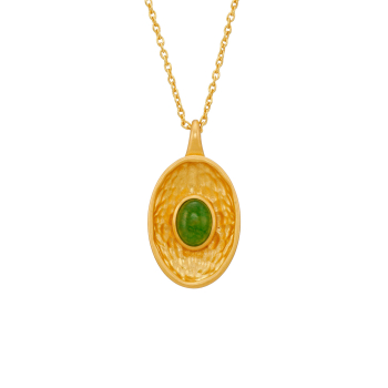 Kette aus Messing, vergoldet, grüner Quartz