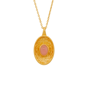 Kette aus Messing, vergoldet, pink Quartz