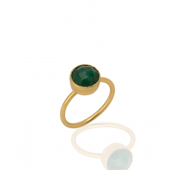 Ring made from brass, goldplated, Emerald