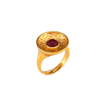 Ring aus Messing vergoldet, roter Quartz