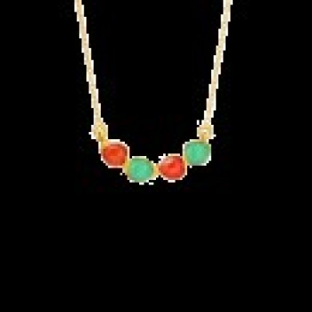 Kette aus Messing, vergoldet, aqua und orange gefärbte Onyx