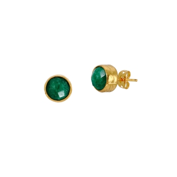 Earring made from brass, goldplated, Emerald