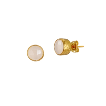 Earring made from brass, goldplated, Chalcedony
