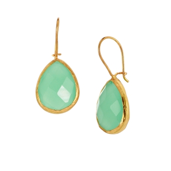 Earring made from brass, goldplated, aqua Chalcedony