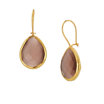 Earring made from brass, goldplated, dusty pink Cateye