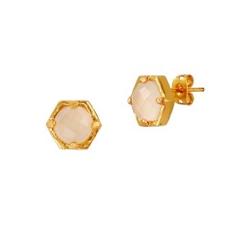 Earring made from brass, goldplated with Chalcedony