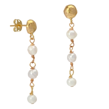 Earring  made from brass, goldplated, mini baroque pearl