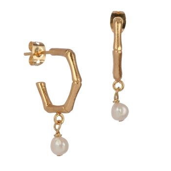 Ohrring aus Messing, vergoldet, Mini Barockperle