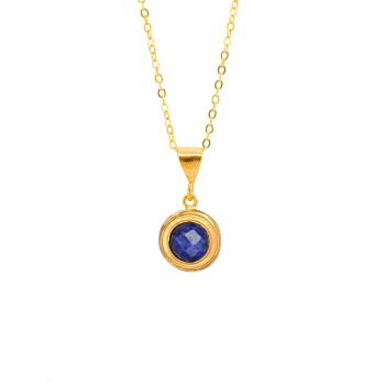 Kette aus Messing vergoldet, Lapislazuli