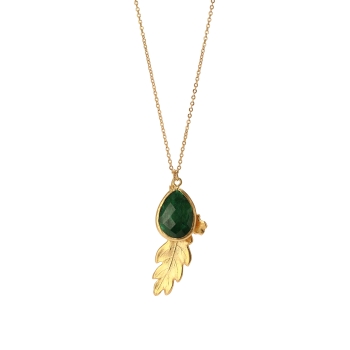 Kette aus Messing, vergoldet, Smaragd