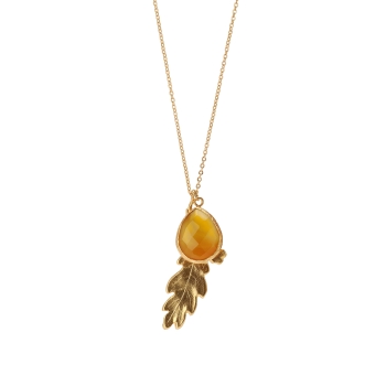 Kette aus Messing, vergoldet, Honig Achat