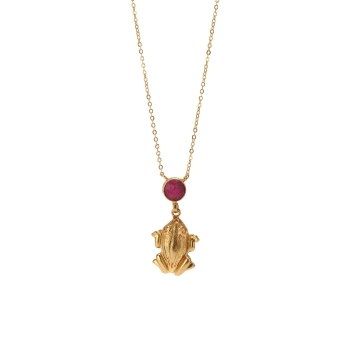 Kette aus Messing, vergoldet, Rubin