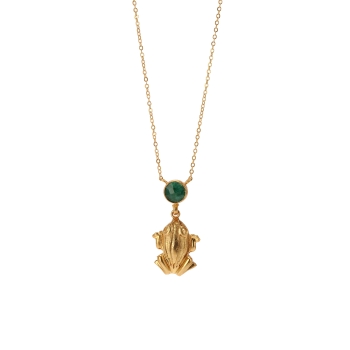 Kette aus Messing, vergoldet, Smaragd