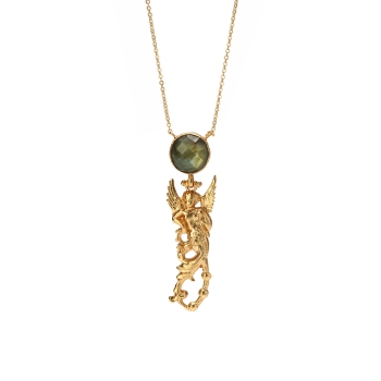 Kette aus Messing, vergoldet, Labradorite