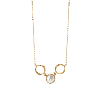 Necklace made from brass, goldplated, baroque pearl