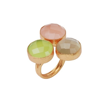 Ring aus Messing vergoldet, Chalcedony