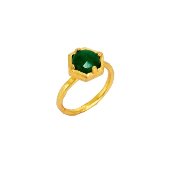 Ring aus Messing, vergoldet mit grüner Jade