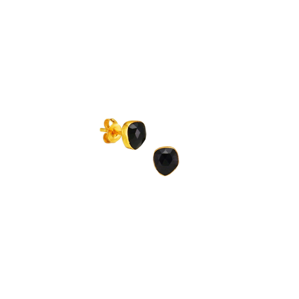 Ohrring aus Messing, vergoldet, schwarzer Onyx