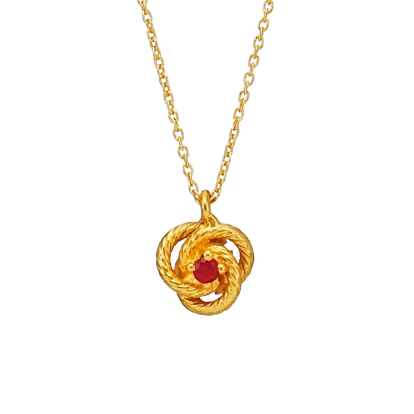 Necklace made from brass, goldplated, red onyx