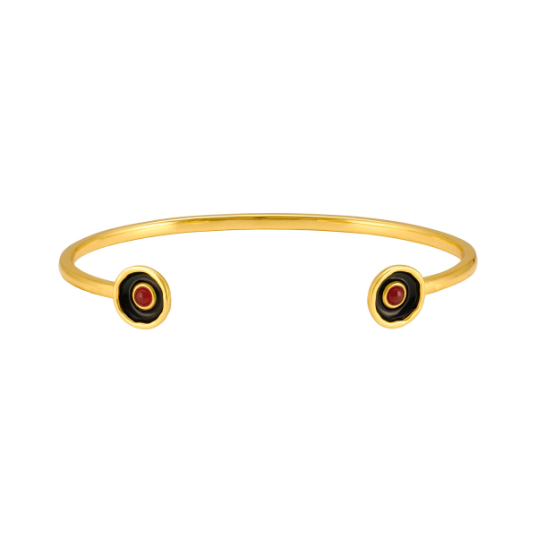 Armreif aus Messing, vergoldet, Emaille, orange Quartz