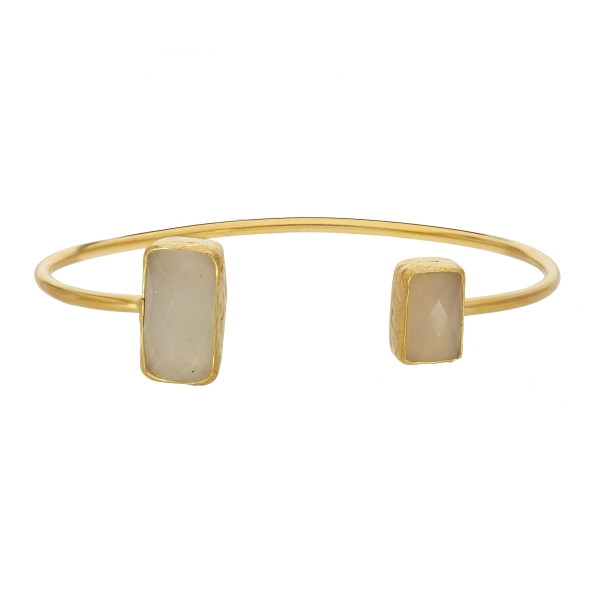 Bracelet made from brass, goldplated, with white Chalcedony