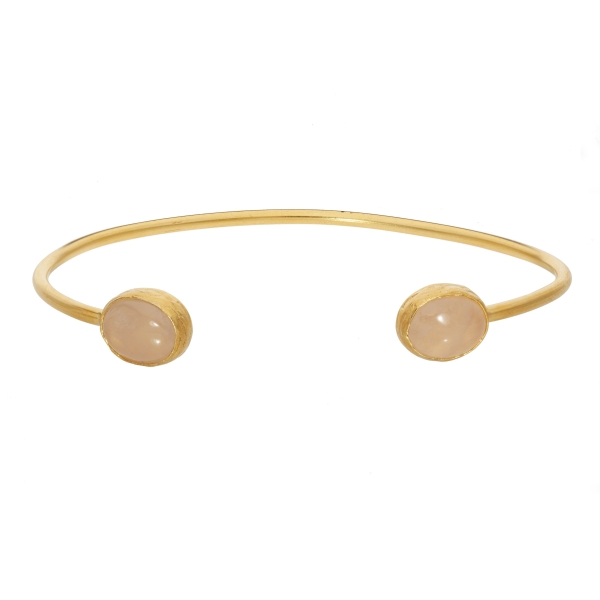 Bracelet brass goldplated, Rosequartz