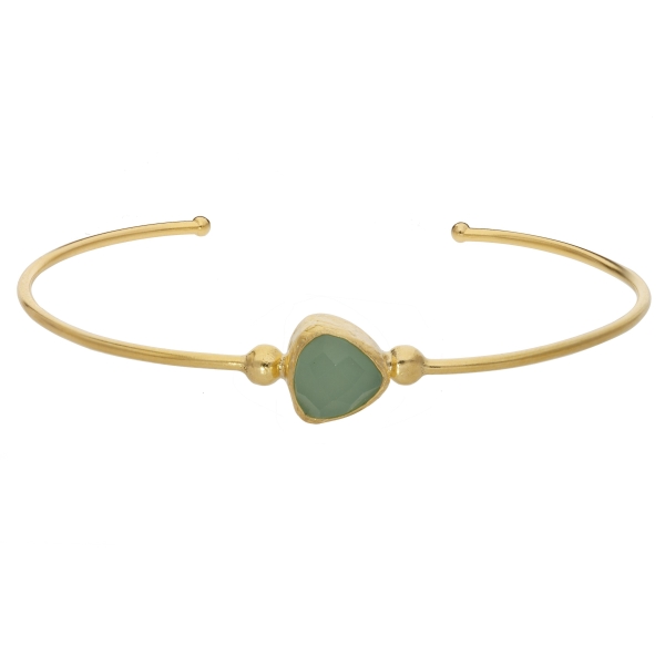 Bracelet made from brass, goldplated, aquachalcedony