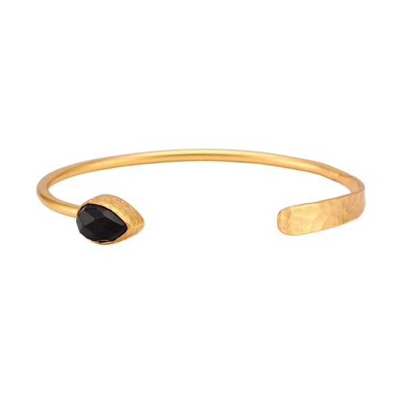 Bangle brass goldplated, onyx