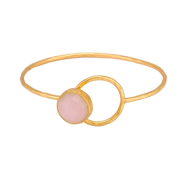 Barcelet brass goldplated, rosequartz
