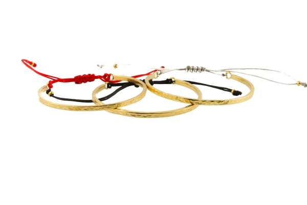 Set of 3 bracelets, brass goldplated