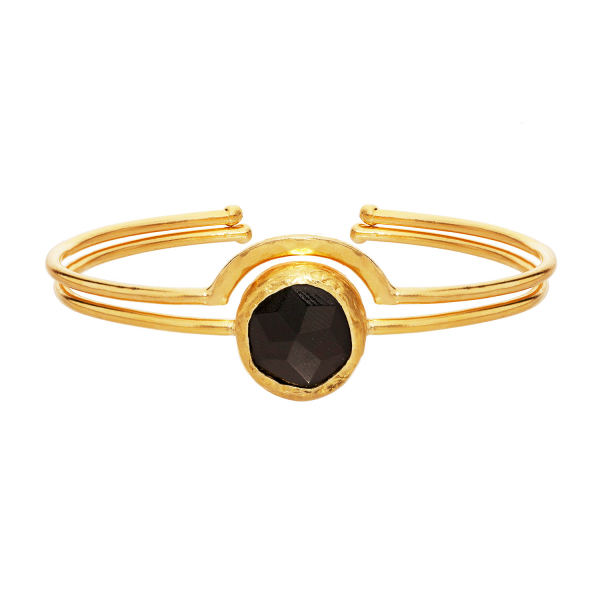 Armspangenset/2 aus Messing vergoldet, Onyx
