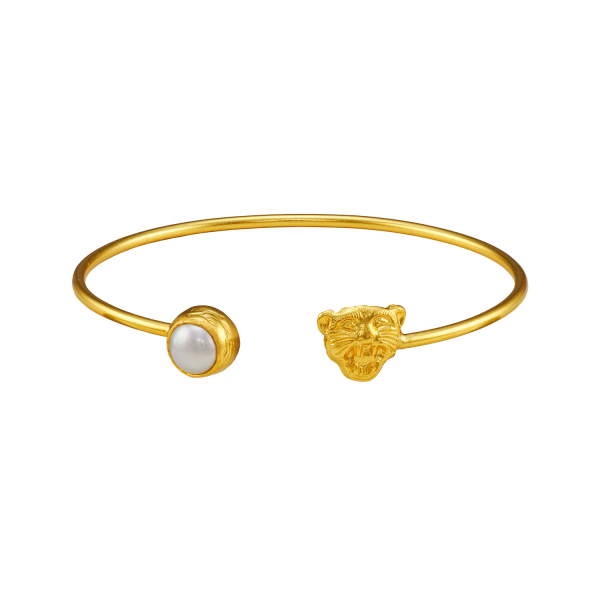 Armspange aus Messing, vergoldet, Perle