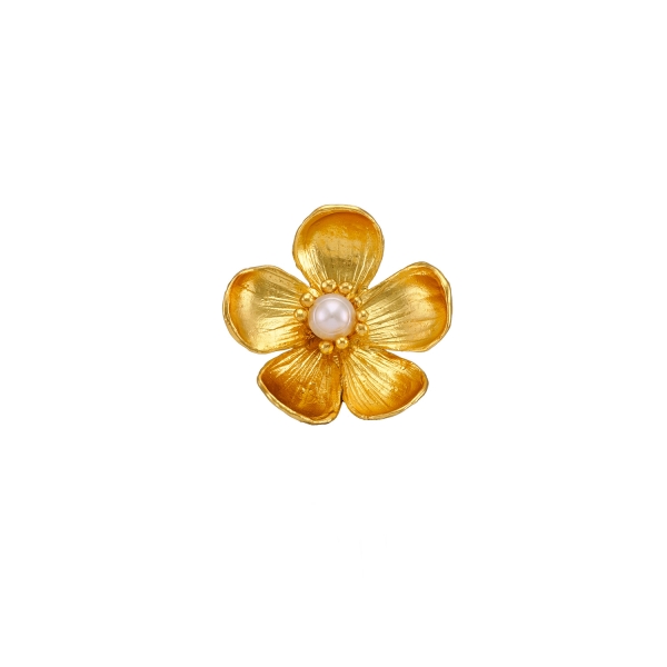 Brooch made from brass, goldplated, with pearl