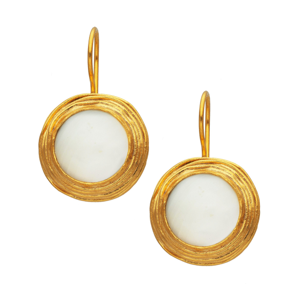 Earring made from brass, goldplated, mother of pearl