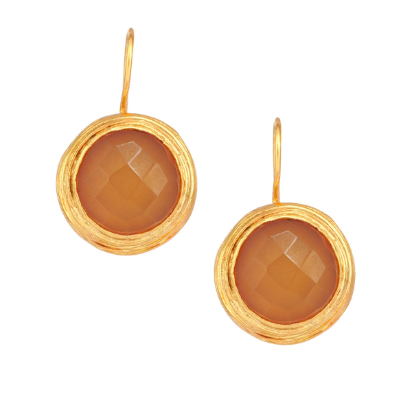 Earring made from brass, goldplated, honey Agate