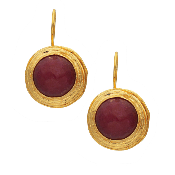 Ohrring aus Messing vergoldet, rote Jade