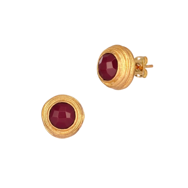 Earring made from brass, goldplated, onyx