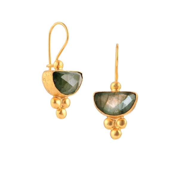 Earring made from brass, goldplated, Labradorite