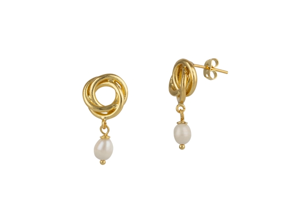 Earring made from brass, goldplated, pearl