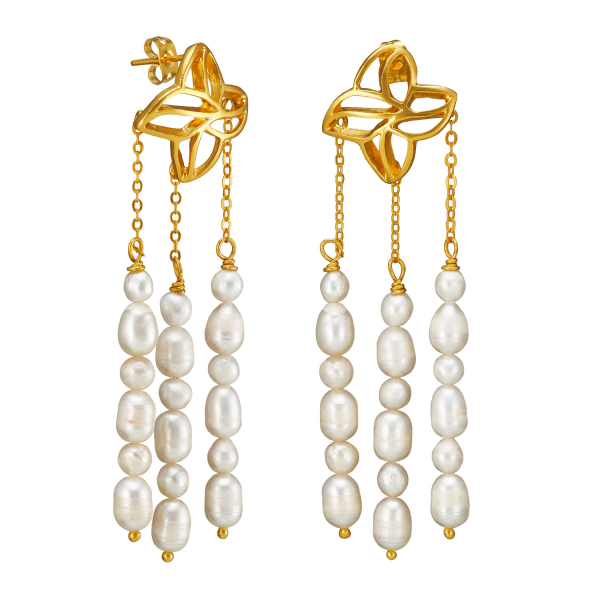 Ohrring aus Messing vergoldet, Mini-Barockperlen