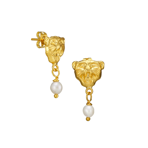 Ohrring aus Messing, vergoldet, Mini-Barockperle