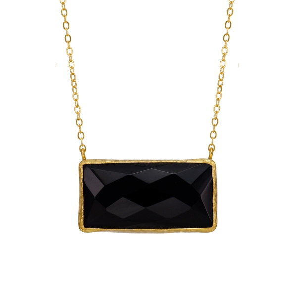 Necklace made from brass, goldplated, Onyx