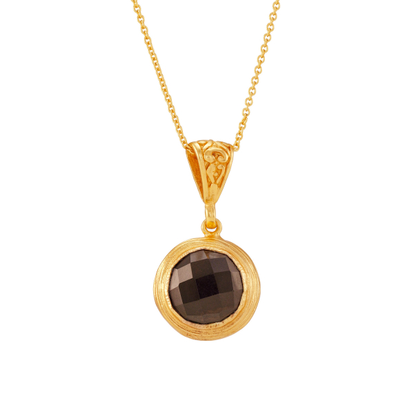 Kette Messing vergoldet, Rauchquartz