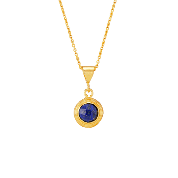Necklace made from brass, goldplated, Lapislazuli