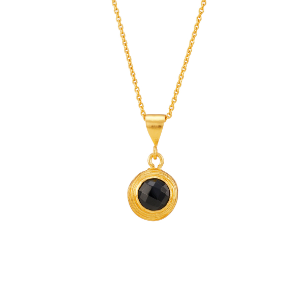 Necklace made from brass, goldplated, Onyx