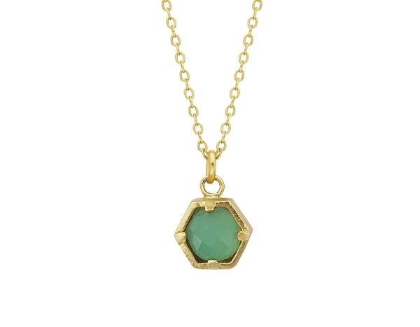 Necklace made from brass, goldplated, aqua Chalcedony