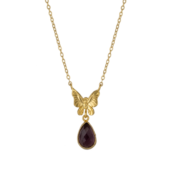 Necklace made from brass, goldplated, Amethyst